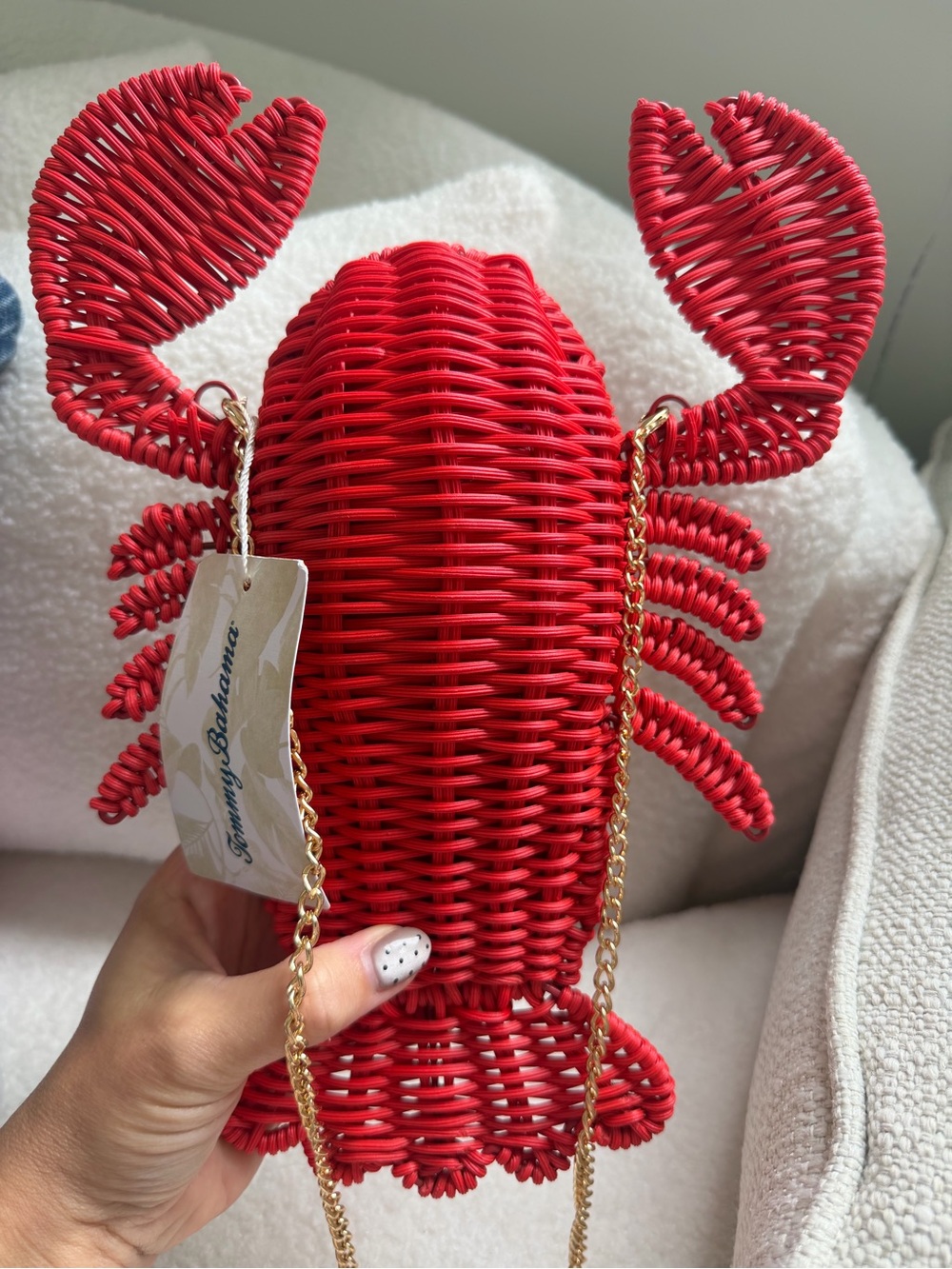 Viral Tommy Bahama Bright Red Lobster Wicker Crossbody - Picture 2 of 4